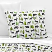 Home in the Forest - Woodland Animals Bear Moose Deer Pine Trees Baby Nursery Bedding GingerLous