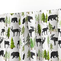 Home in the Forest - Woodland Animals Bear Moose Deer Pine Trees Baby Nursery Bedding GingerLous