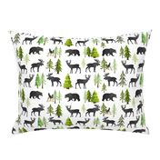 Home in the Forest - Woodland Animals Bear Moose Deer Pine Trees Baby Nursery Bedding GingerLous