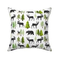Home in the Forest - Woodland Animals Bear Moose Deer Pine Trees Baby Nursery Bedding GingerLous