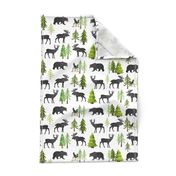 Home in the Forest - Woodland Animals Bear Moose Deer Pine Trees Baby Nursery Bedding GingerLous