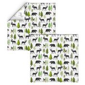 Home in the Forest - Woodland Animals Bear Moose Deer Pine Trees Baby Nursery Bedding GingerLous