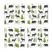 Home in the Forest - Woodland Animals Bear Moose Deer Pine Trees Baby Nursery Bedding GingerLous