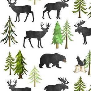 Home in the Forest - Woodland Animals Bear Moose Deer Pine Trees Baby Nursery Bedding GingerLous