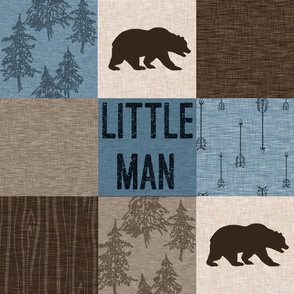 Little Man (bear only) Quilt - Blue, Beige, And brown