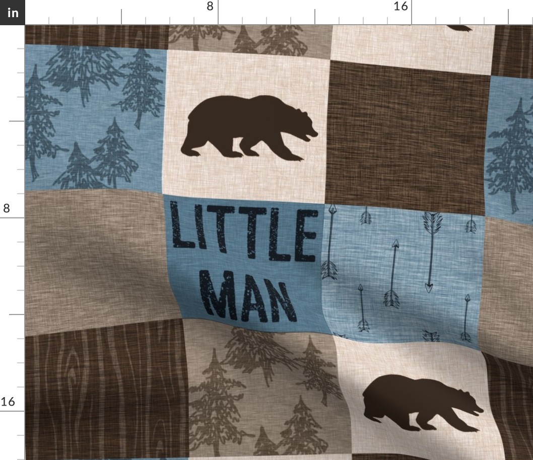 Little Man (bear only) Quilt - Blue, Beige, And brown