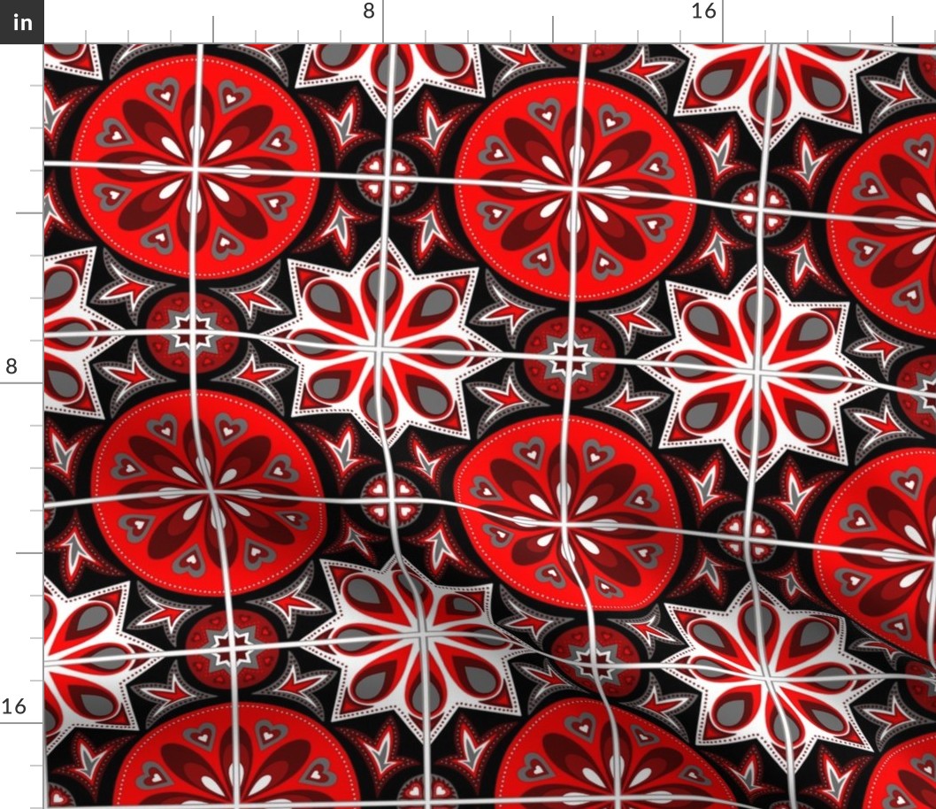 Spanish Tiles in Black, White and Red