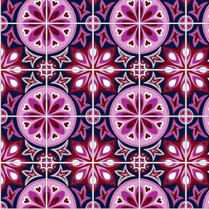 Orchid and Navy Spanish Tiles