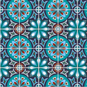Spanish Tiles in Blue and Teal