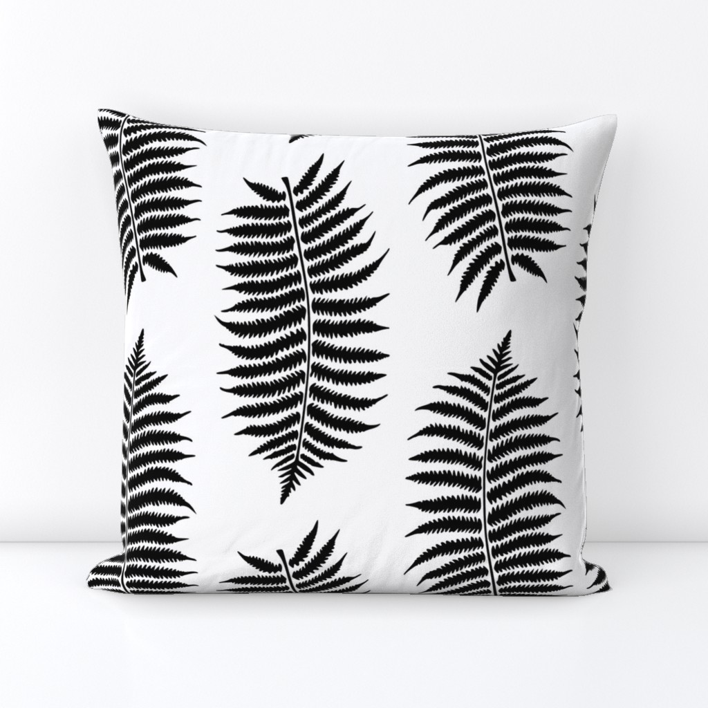 Large Black Fern Leaf Silhouettes on White