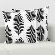 Large Black Fern Leaf Silhouettes on White