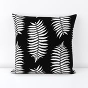 Large White Fern Leaf Silhouettes on Black