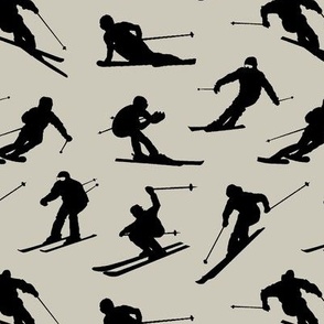 Skiers on Light Taupe // Large
