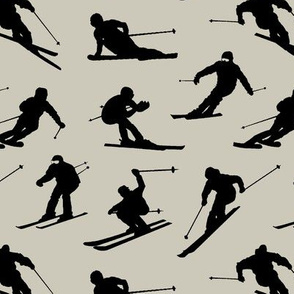 Skiers on Light Taupe // Small
