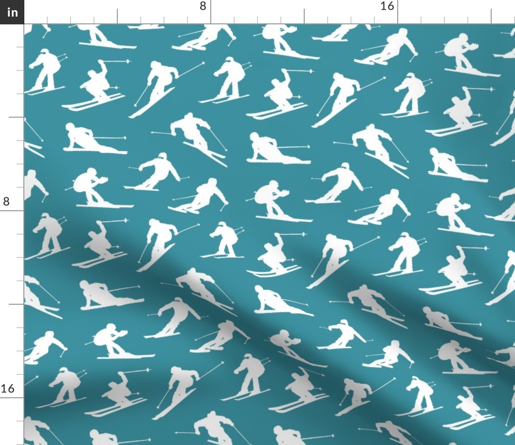 Skiers on Teal // Small