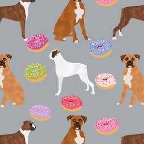 boxer donuts mixed coats dog breed doughnuts fabric grey