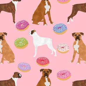 boxer donuts mixed coats dog breed doughnuts fabric pink