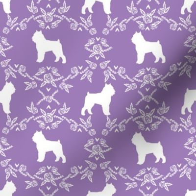 Brussels Griffon floral silhouette dog breed fabric purple