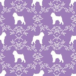 Brussels Griffon floral silhouette dog breed fabric purple