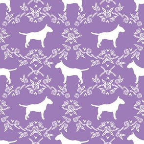 bull terrier floral silhouette dog breed fabric purple