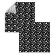 bull terrier floral silhouette dog breed fabric black and white