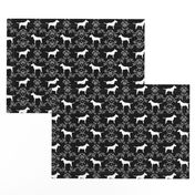 bull terrier floral silhouette dog breed fabric black and white