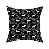 bull terrier floral silhouette dog breed fabric black and white
