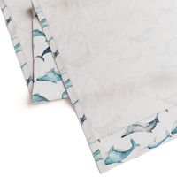 Watercolor Whales // White