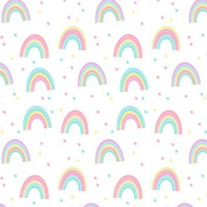 pastel rainbow fabric - cute girls baby nursery baby design - white