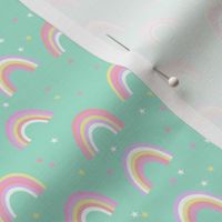 pastel rainbow fabric - cute girls baby nursery baby design - mint