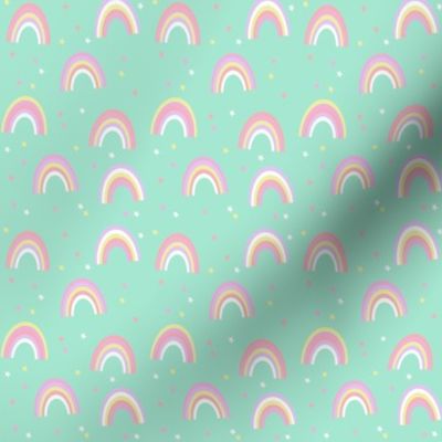 pastel rainbow fabric - cute girls baby nursery baby design - mint