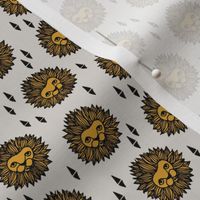 lion head fabric // mustard and grey lion design - boys fabric (smaller)