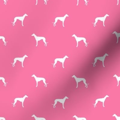 whippet silhouette - dog breed fabric whippet - french rose