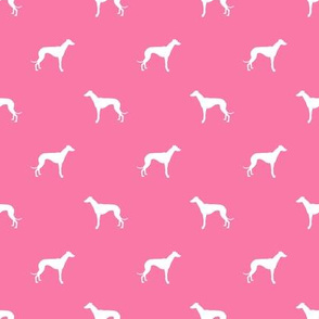 whippet silhouette - dog breed fabric whippet - french rose