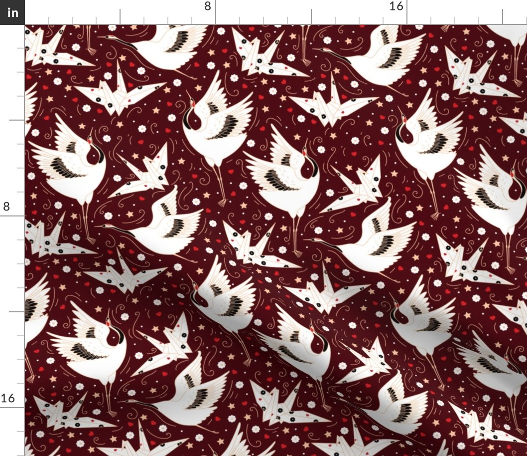 Origami Crane (Burgundy)