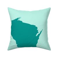 Wisconsin silhouette - 18" teal on mint blue