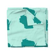 Wisconsin silhouette - 18" teal on mint blue