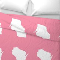 Wisconsin silhouette - 18" white on pink