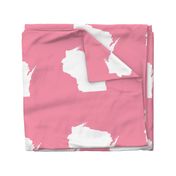 Wisconsin silhouette - 18" white on pink