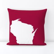 Wisconsin silhouette - 18" white on cranberry