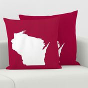 Wisconsin silhouette - 18" white on cranberry