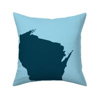 Wisconsin silhouette - 18" navy on light blue