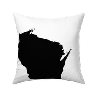 Wisconsin silhouette - 18" black on white 