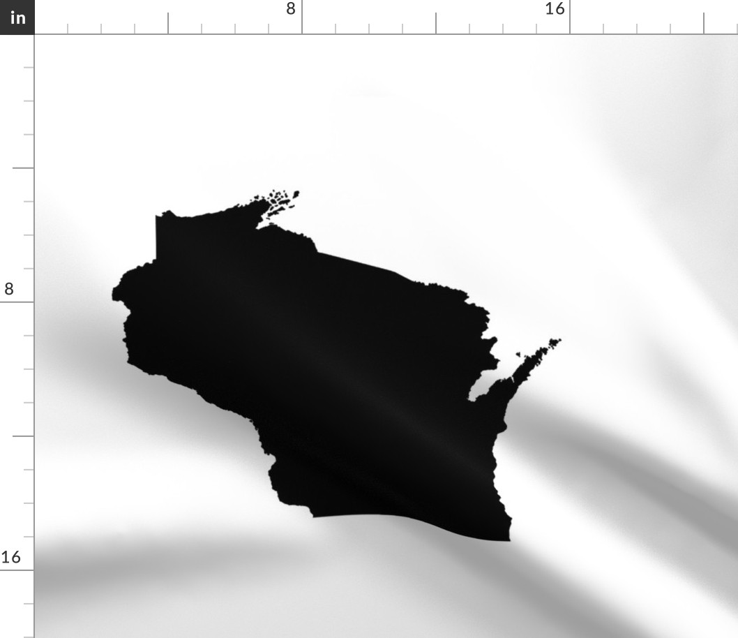 Wisconsin silhouette - 18" black on white 