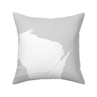 Wisconsin silhouette - 18" white on pale grey
