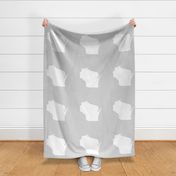 Wisconsin silhouette - 18" white on pale grey