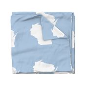 Wisconsin silhouette - 18" white on light blue