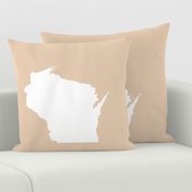 Wisconsin silhouette - 18" white on driftwood tan