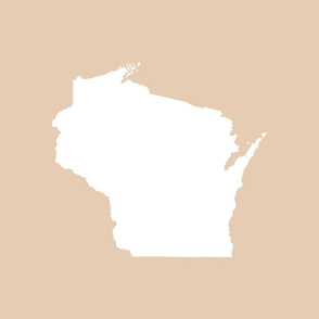 Wisconsin silhouette - 18" white on driftwood tan