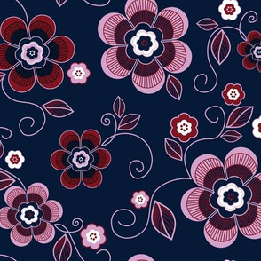 Navy Orchid Floral